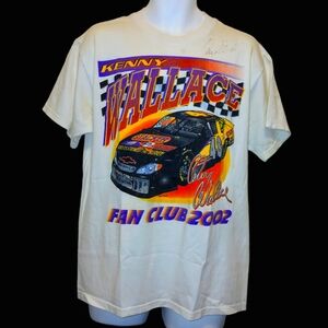Autographed Size L Kenny Wallace NASCAR 2002 Fan Club T-shirt
